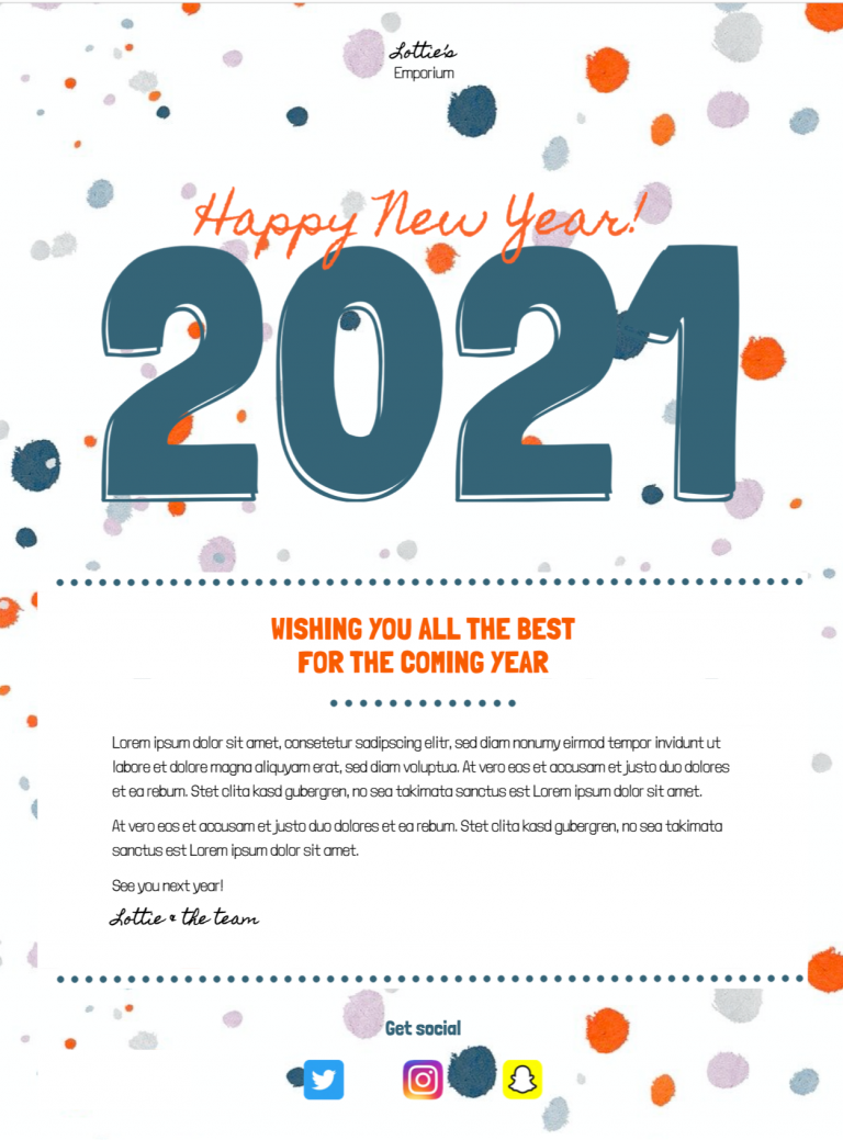 New Year Message HTML Email Template Mail Designer Create and send