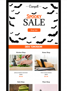 html email design for halloween sale