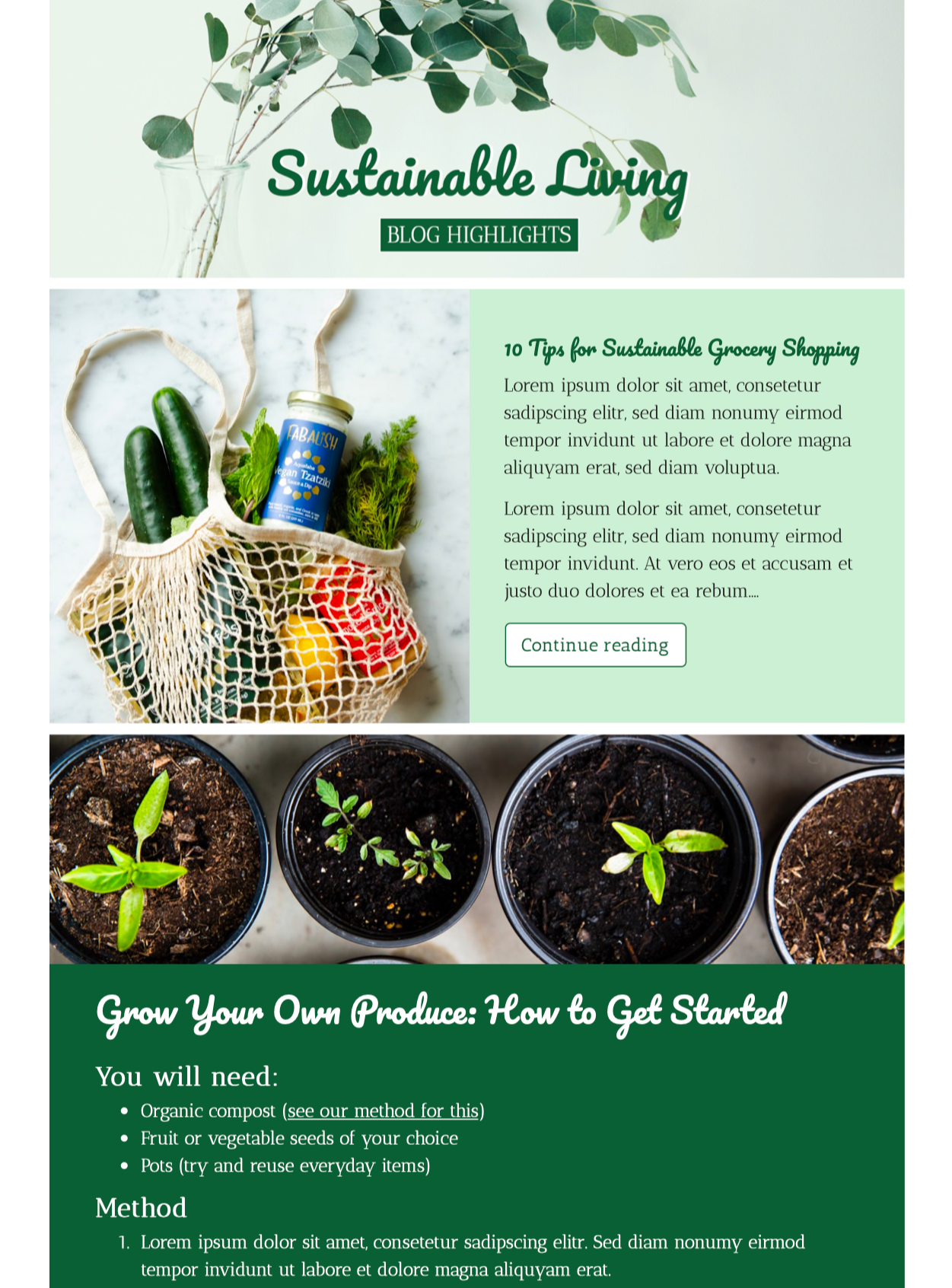 html email template for sustainability bloggers