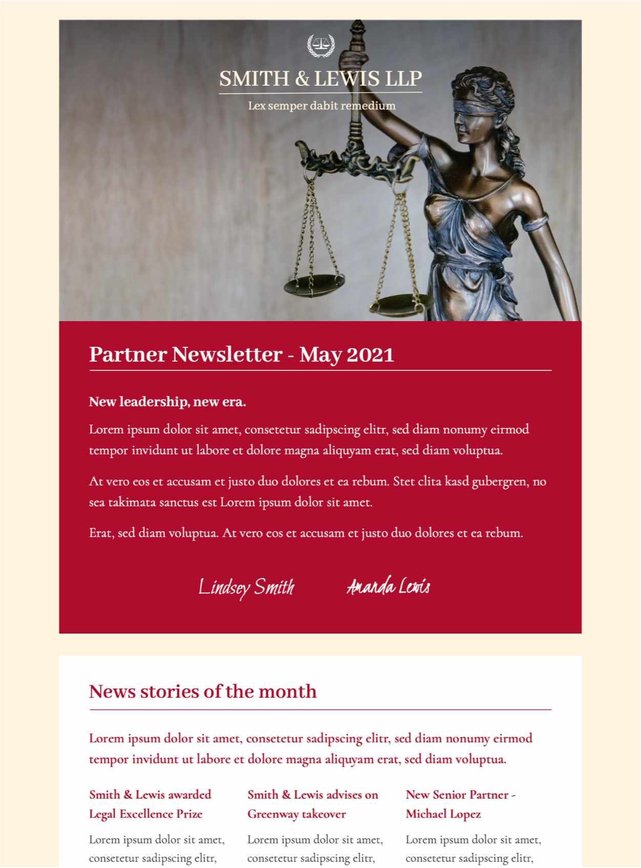 Legal Newsletter HTML Email Template Mail Designer Create and send