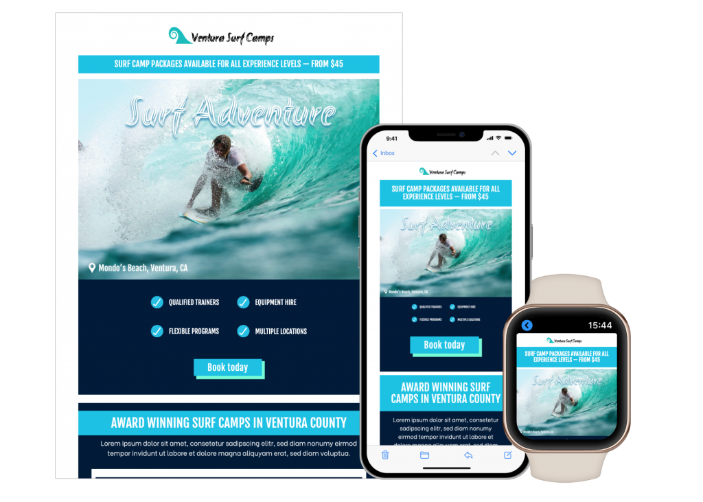 create mobile responsive email templates for the leisure sector